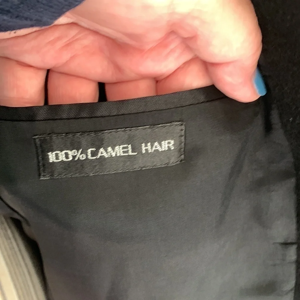 Andrew Fezza Black Single Breasted 100% Camel Hair 42L Sport Coat